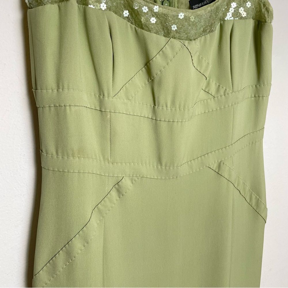RENA LANGE Y2K Sleeveless Midi Silk Dress Floral Sequins Fairy Ethereal Formal - Picture 11 of 17